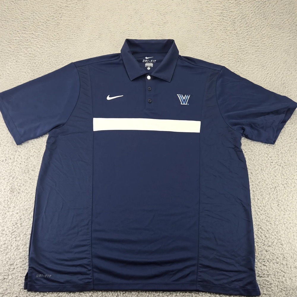 Nike Shirt Mens XL Blue Villanova Wildcats NCAA Basketball Swoosh Dri Fit Polo